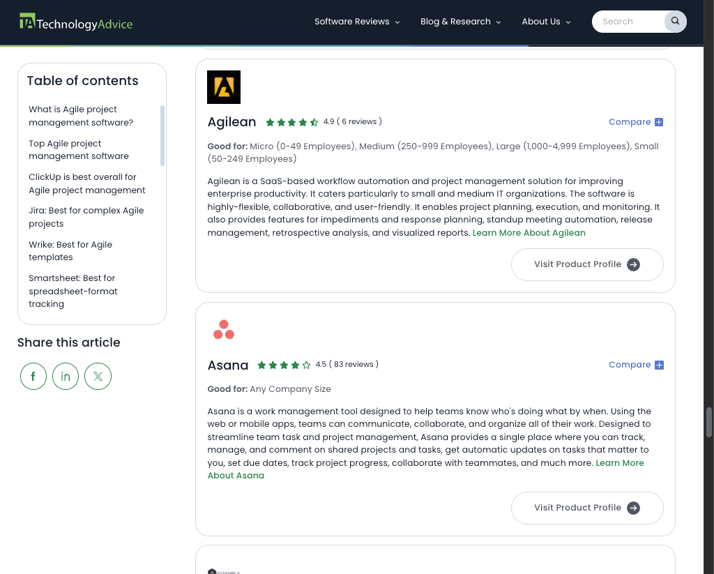 technologyadvice.com product selection list
