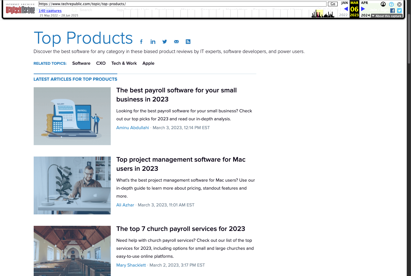 techrepublic.com topic top products before